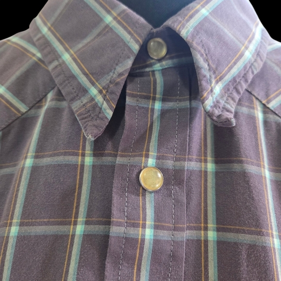Hollister Women's Purple and Light Blue Plaid Button Down Shirt Size XL - Picture 3 of 6